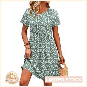 Floral Empire Waist Maternity Dress Casual Spring Summer Short Sleeve with